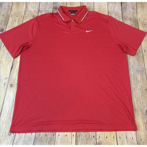 Nike Dri Fit Tiger Woods Collection Polo Shirt Snap Collar Red XXL 2XL - Picture 2 of 9